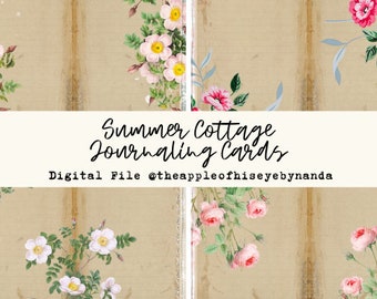 Summer Cottage Journaling Cards/Scrapbooking Paper/ Vintage Paper/Junk Journal Paper/Bible Journaling