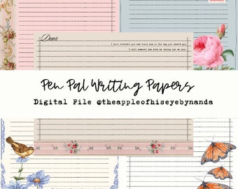 Pen Pal Writing Papers | Digital Pen Pal | Ephemera | Junk Journal | Pen pal | Writing Letters | Bible Journal | @theappleofhiseyebynanda