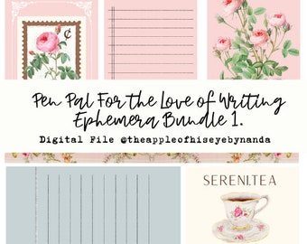 Pen Pal Ephemera Bundle 1| Writing Papers | Ephemera | Junk Journal | Pen pal | Writing Letters | Bible Journal | @theappleofhiseyebynanda