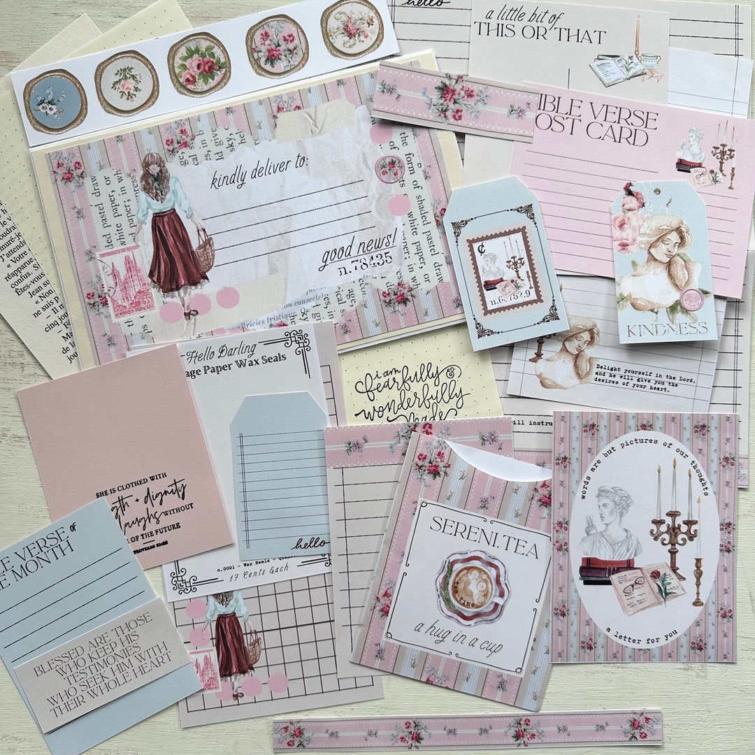 Pen Pal Kit Pen Pal Writing Papers Digital Pen Pal Ephemera Junk Journal Pen Pal Writing Letters