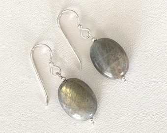 Labradorite Earrings with Sterling Silver Finishings