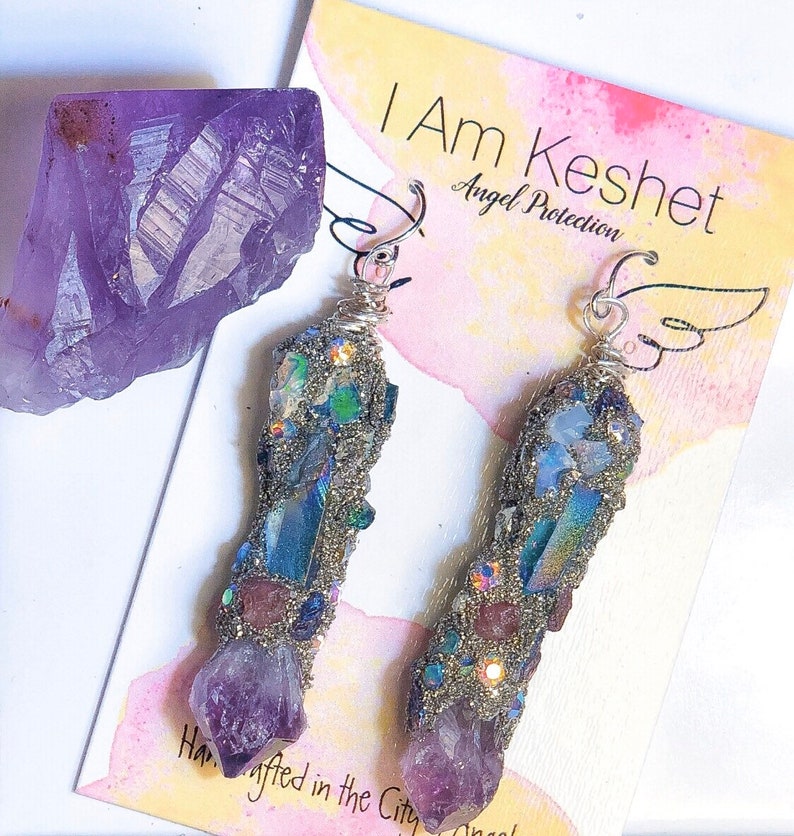 Raw Crystal Earrings Handmade Crystal Earrings Sterling Etsy