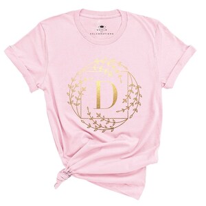 Camisas de reunión familiar, estampado dorado, letra D, letra del alfabeto, camiseta inicial con nombre de monograma, regalos personalizados, camisas con nombre personalizado de vacaciones