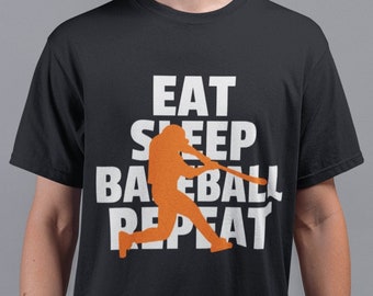 Eat Sleep Baseball Repeat, Baseball Shirt, Baseball Gifts, Funny Shirt, Slogan Tee, Baseball T-Shirt, Gift for Baseball Fan, Baseball Player
