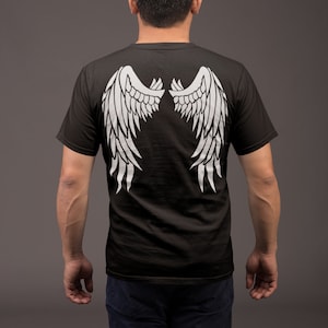 Angel Wings Shirt, Angel Shirt, Men's Shirts, Women's Shirts, Angel Wings on Your Back T-Shirt, Black and White T-Shirt, Graphic Tee image 1