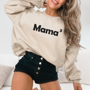 Mamá 3 Sudadera, 3 Niños, 3 Niños, Camisa Divertida, Baby Shower, Anuncio de Embarazo, Regalo para Madre, Camisa de Mamá, Madre de 3