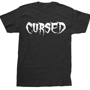 Cursed T-Shirt, Curse Shirt, Horror Shirt, Horror Movie, Goth Gothic Tattoo Tattoed Malediction Slogan Shirts Magic, Unisex Halloween Shirts