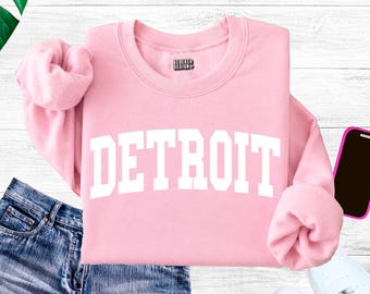 Detroit Sweatshirt, Detroit Michigan Trip, Detroit Shirts, Detroit Vacation Shirt, Travel Matching Shirts, Detroit College Style Sweater