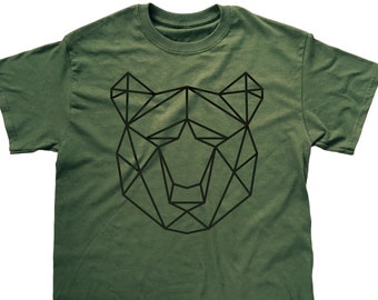 Bear Shirt, Geometric Bear Tshirt, Camping Shirt, Animal Shirts, Bear Lovers Gift, Wildlife Shirt, Bear Gifts, Bear Face Graphic T-Shirt