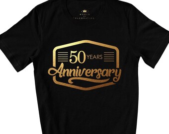 Celebrating 50th Anniversary Shirts, Matching Shirts, Celebrate 50 Years, Wedding Anniversary Shirt, Birthday, Company Shirts, Gold Print