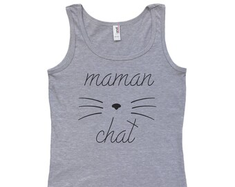 Maman Chat Camisole Pour Femme T Shirt En Francais French Etsy