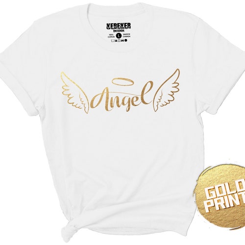 White t shirt with gold print Clearance