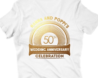 Custom 50th Wedding Anniversary Shirts, Matching Shirts, Family Reunion, Customized Shirts, Gold Print, 50 Years, Marriage Celebration Shirt