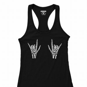 The Rock & Roll Skeleton Tank Top for Women - Rock n Rock Shirt - Rocker Shirt - Rock On Sign - Horror Shirt - Bones - Alternative Fashion