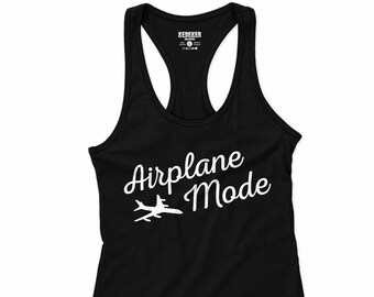 Camiseta sin mangas para mujer con estampado de modo avión, regalo para viajeros, camiseta de vacaciones, camiseta para entrenar, camiseta sin mangas para mujer, camiseta divertida para mujer, camiseta de viaje