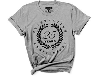 Celebrating 25 Years Anniversary T-Shirt, 25 Years of Marriage, 25th Anniversary Shirt, Personalized Gifts, Wedding Shirt, Anniversary Party