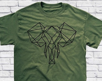 Camiseta de elefante - Camiseta geométrica de elefante para hombre y mujer - Camisetas de animales - Camiseta de vida salvaje - Regalos de elefantes - Regalo para amantes de los elefantes