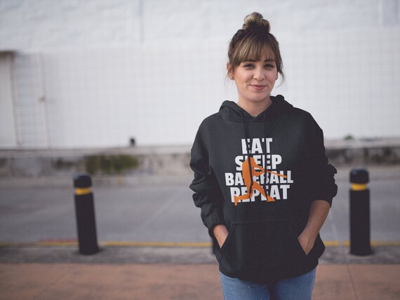 Baseball Hoodie - Eat Sleep Baseball Repeat - Women's Pullover Hoodie - Baseball Shirt - Baseball Fan - Baseball Gifts - Baseball Mom