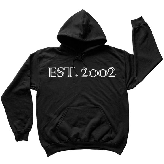 Established 2002 Hoodie, 20th Anniversary Gift, 20 Years Old Shirt