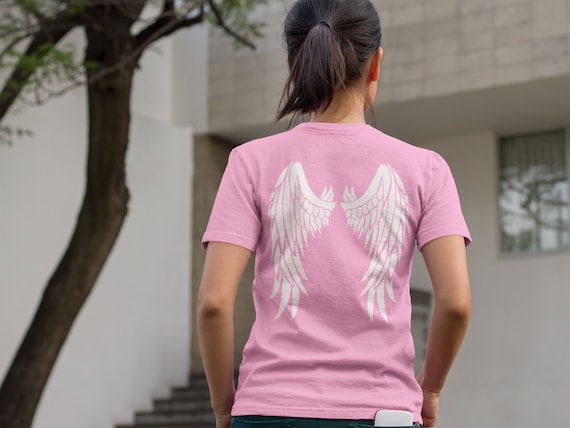 t shirt with angel wings on back