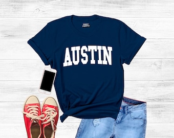 Austin T Shirt, Couple Matching Shirts, Austin Texas Trip, Austin Texas Vacation Shirt, Family Travel Shirts, Editable Text College Shirt