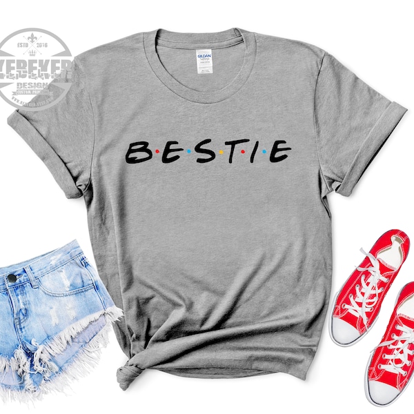 Chemise Bestie pour femme - Chemise Best Friends - Inspiré de la chemise Friends - Chemise de série télévisée - Cadeau pour meilleure amie - Chemise BFF - Cadeau Bestie