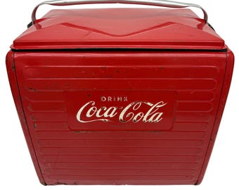 1956 Vintage Coca Cola Cooler Rare Canada Version MFD. By St Thomas Metal Signs LTD Ontario, Canada, Coke Collectible, Antique Coca-Cola