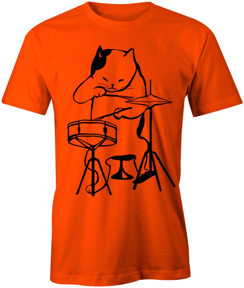 Cat Shirt Musician Cat Playing Drums Tshirt Mens Tshirt Etsy