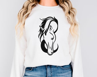Horse Lover Shirt Horse Sweatshirt for Women Equestrian Gift Horse Riding Horse Gift For Horse Lovers Horseback Farm Girl Sweater White