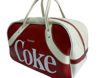 Vintage Coca Cola Bag, Hard to Find Rare French Canada Version, 1970s 1980s Coke Duffle Bag, Quebec Retro Antique Coca-Cola Collectible