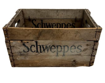 Vintage Schweppes Wooden Crate 24 Bottles Carrier from Pepsi Cola Limited Canada, Rare Collectible From Quebec, Advertising Memorabilia