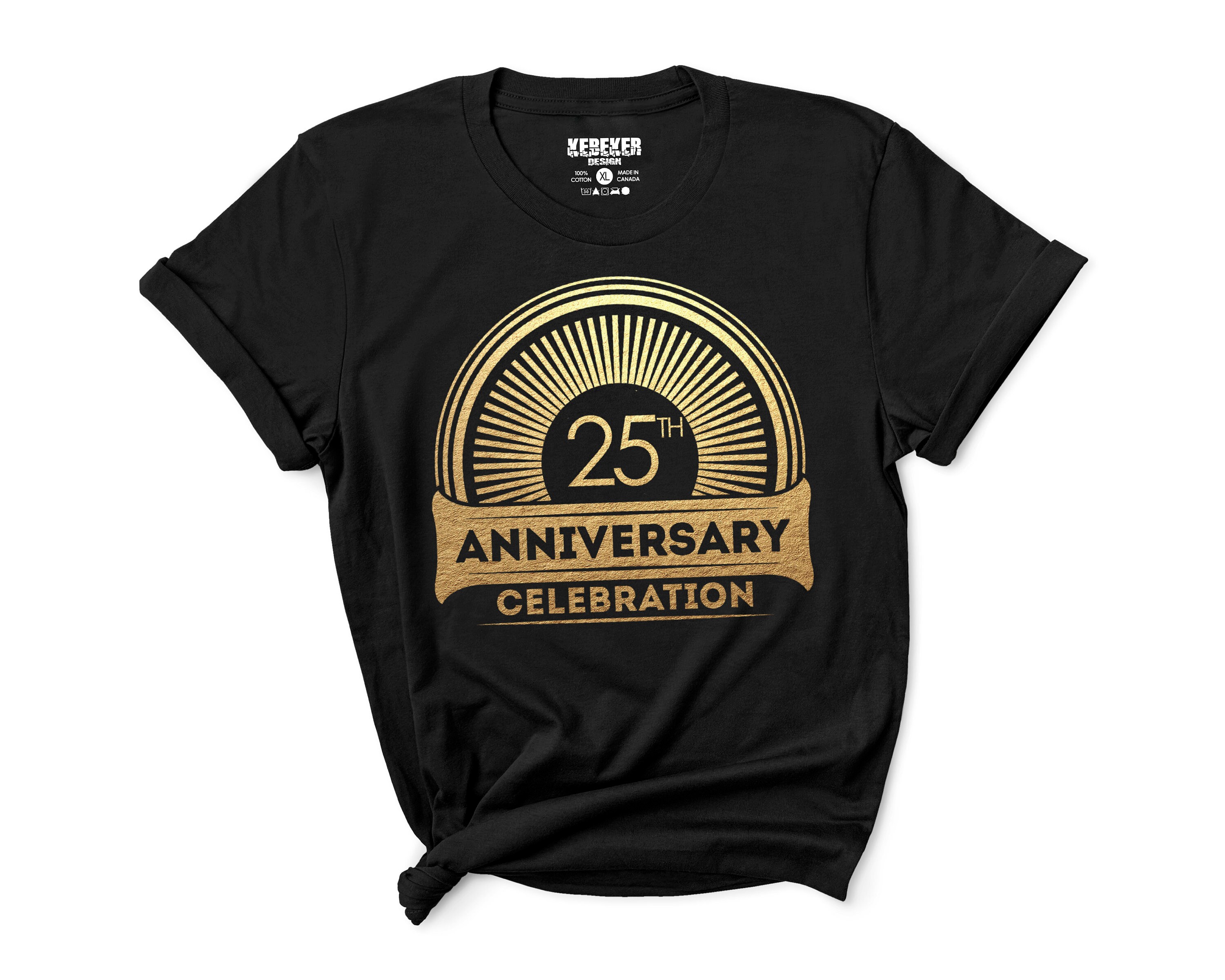 25th Anniversary Shirt Gold Print 25th Birthday Celebration | Etsy