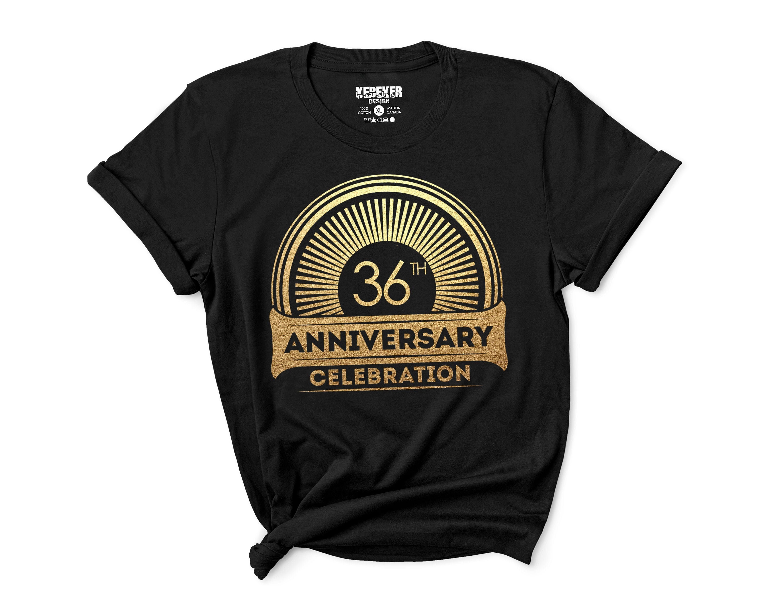 36th Anniversary Shirt Gold Print Vintage Style 36th | Etsy