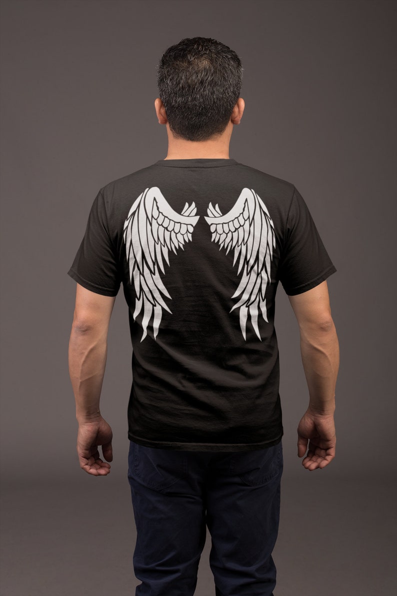 Angel Wings Shirt, Angel Shirt, Men's Shirts, Women's Shirts, Angel Wings on Your Back T-Shirt, Black and White T-Shirt, Graphic Tee image 1