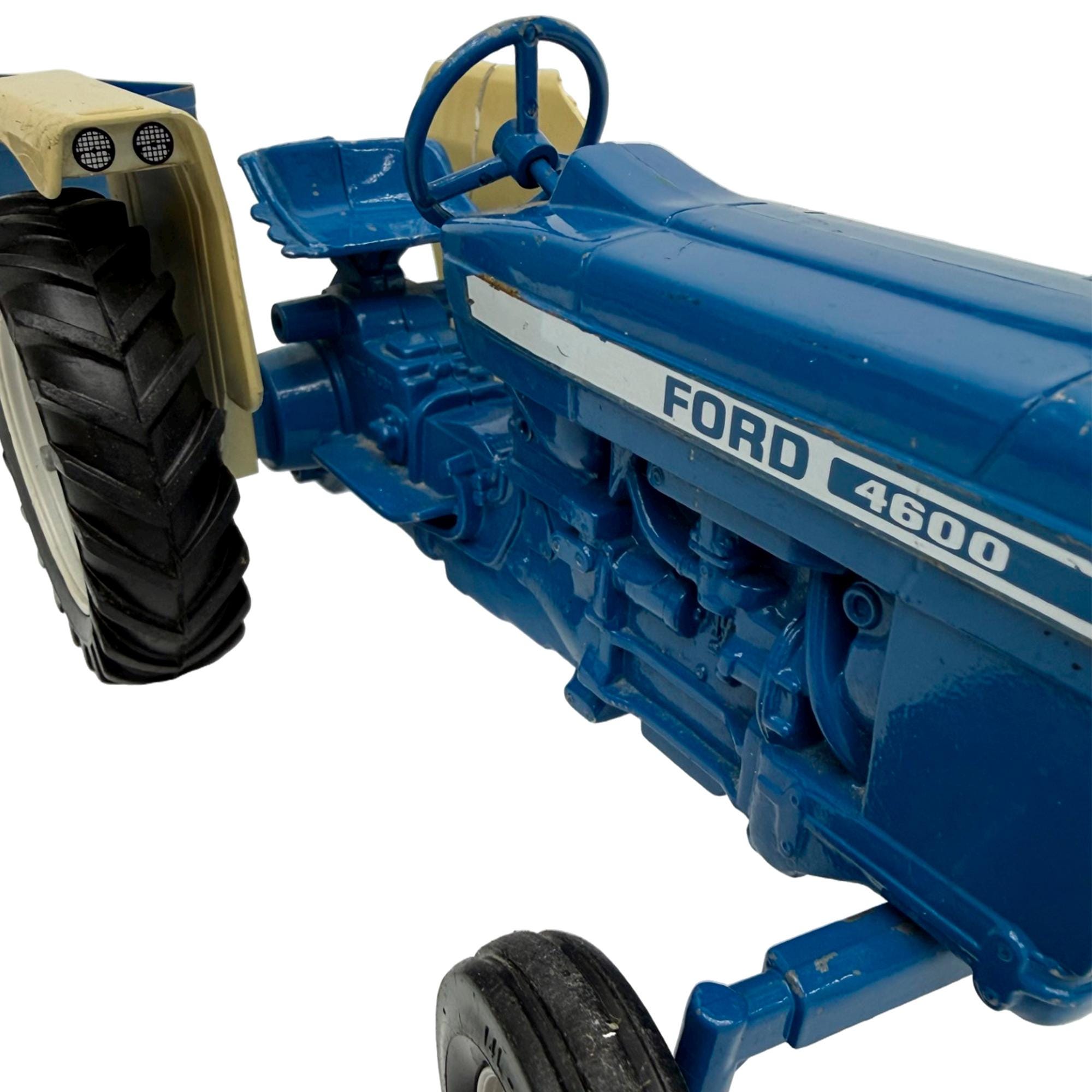 Vintage Ertl Ford 4600 Blue Farm Tractor & Wagon Antique 1970s Toy