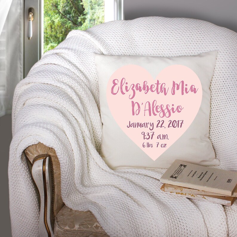 Birth Annoucement Pillow Personalized Birth Pillow Baby Etsy