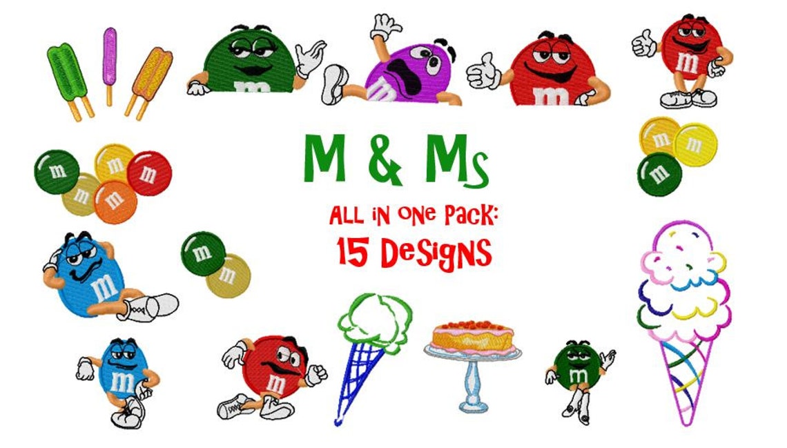 15 Designs M & M Embroidery Design Pack 1 Instant Download Etsy