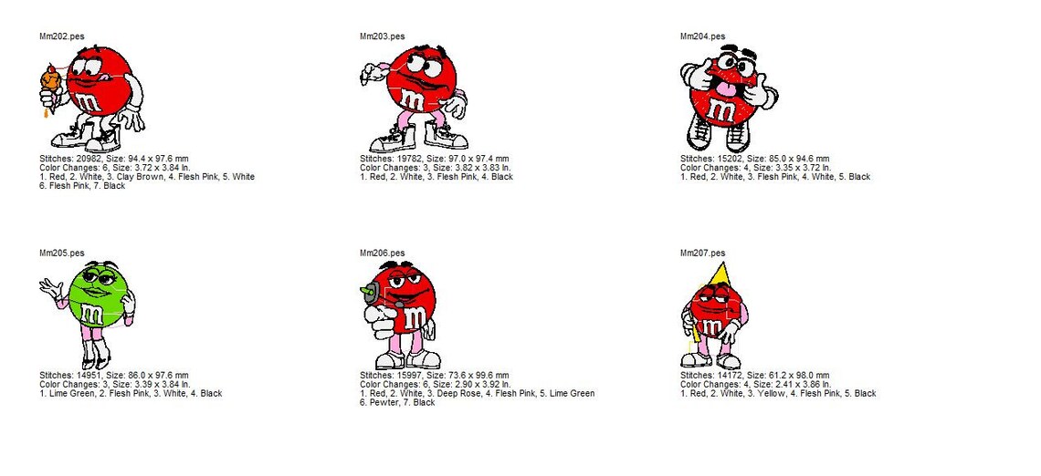 20 Designs M & M Embroidery Design Pack 2 Instant Download Etsy