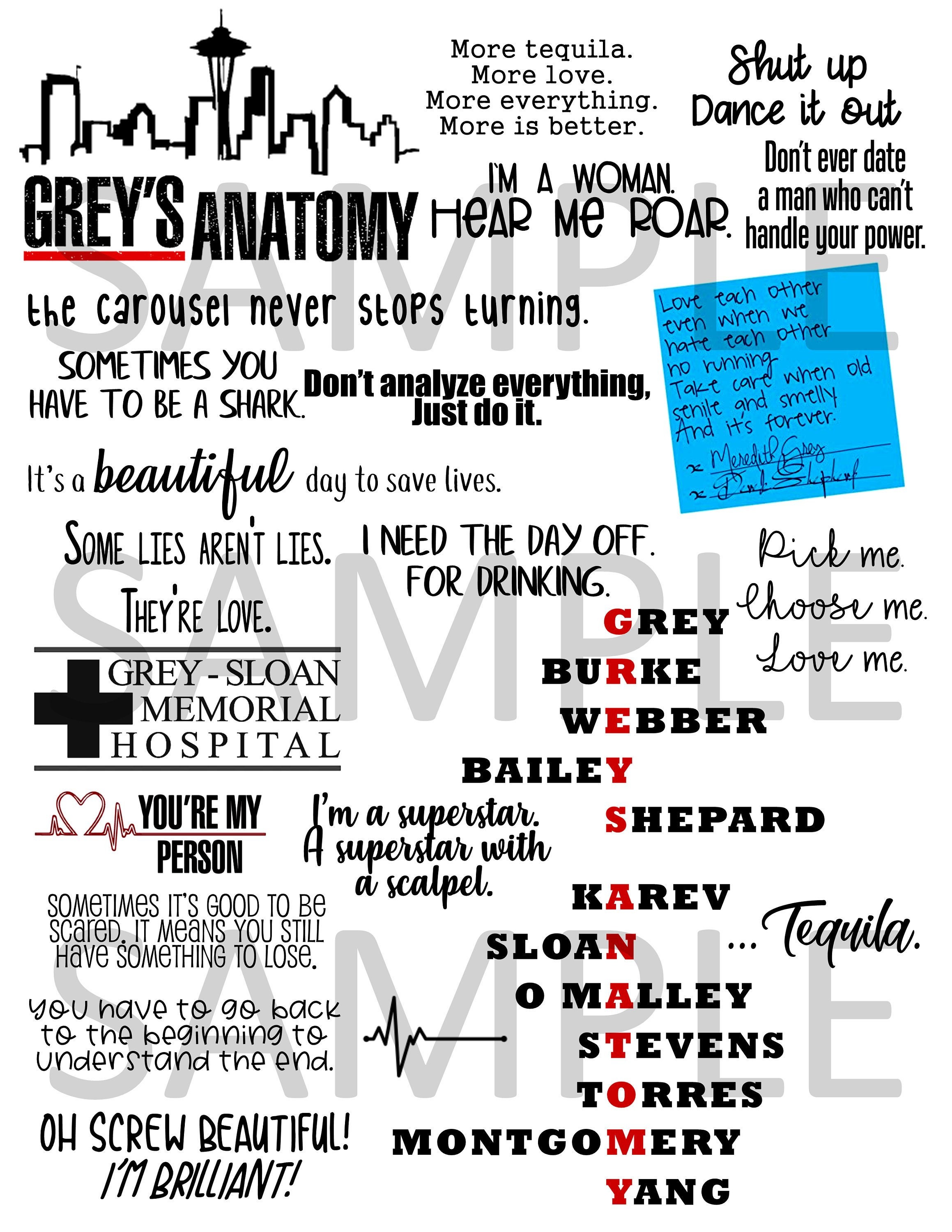 Download Greys Anatomy Digital Decal Clip Art Fan Cup Tumbler | Etsy