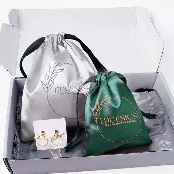 100pcs satin drawstring bags custom dust bags Jewelry package pouch personalized your logo printed wholesale product package gift bag