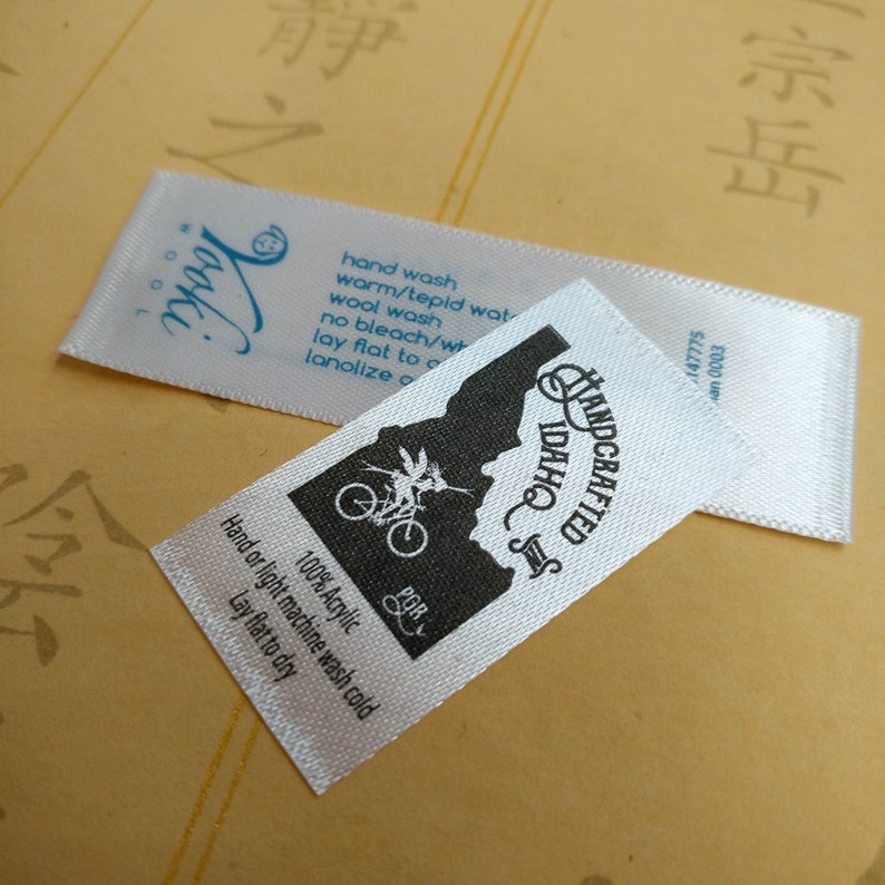 100 silk label Custom Printed Fabric Labels satin printed | Etsy