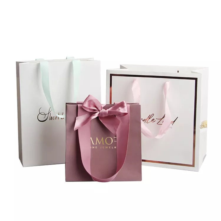 Custom Private Logo Printed Black Pink Small Personalized Luxury Shopping  Tote Gift Paper Bags with Ribbon Handles for Jewelry - China Shopping Bag  and Paper Bags price