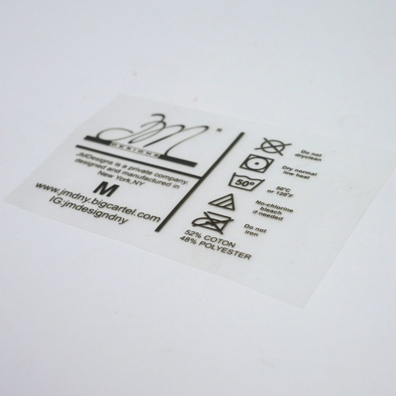 Heat transfer size label Custom heat transfer label Heat transfer