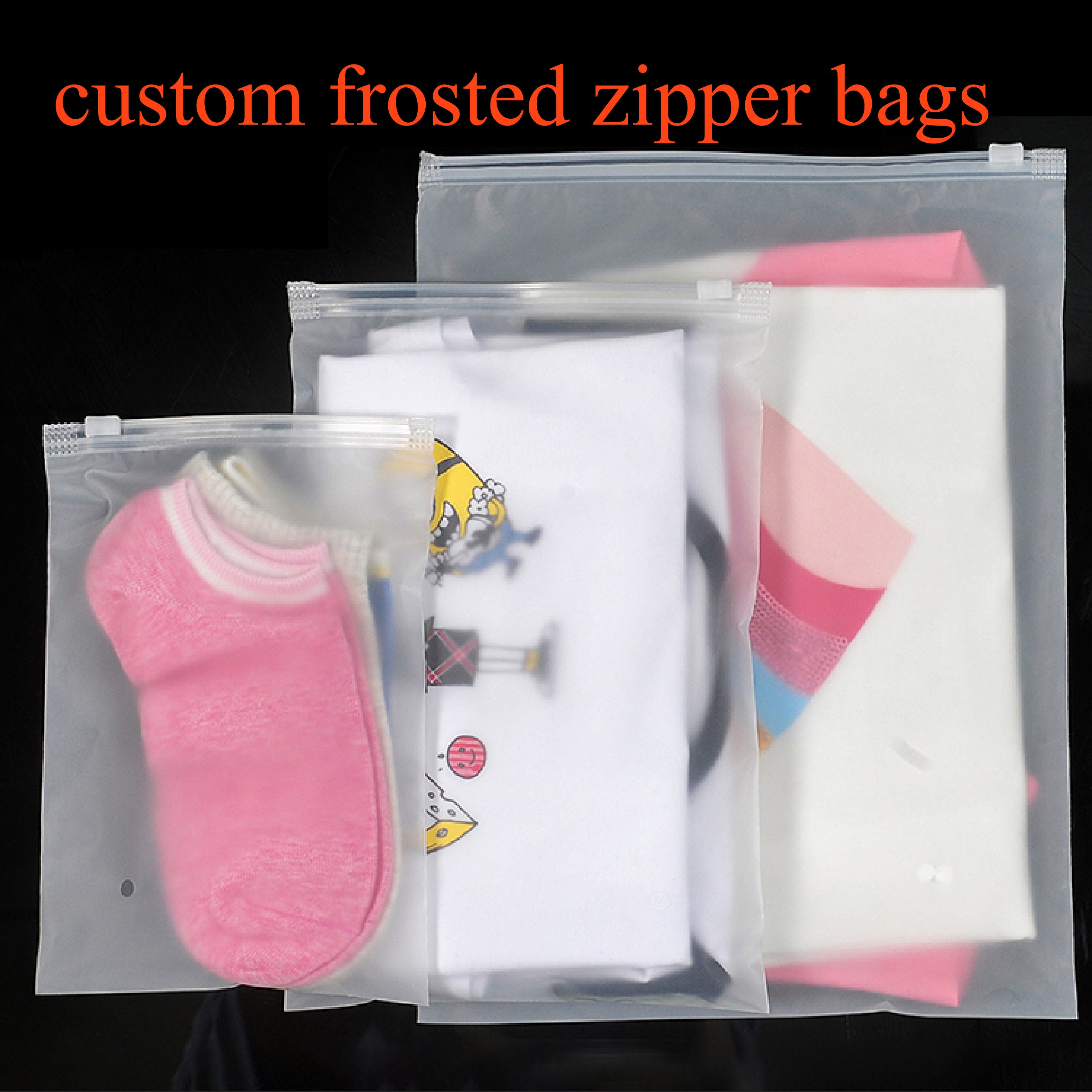On Sale Custom Plastic Zipper Bag, Custom Zipper Bag, Frosted Zipper Bags  With Logo, Printed Ziplock Bag, Custom Package Bags for Clothing 
