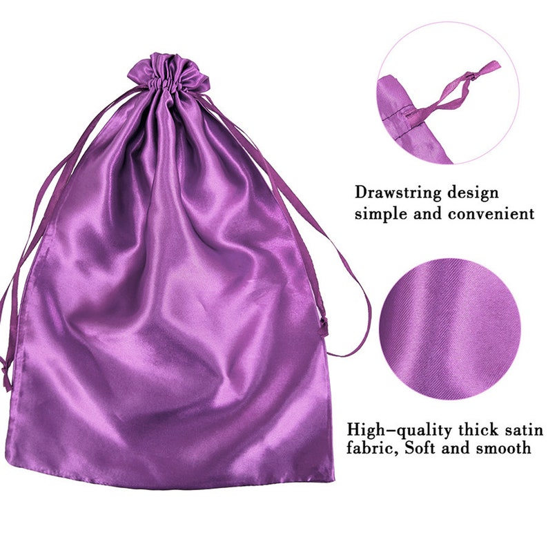 100pcs Drawstring Satin bags for wigs packaging, drawstring Satin Pouches for gift Packaging, Wedding Favor, Custom Satin Bag with Logo image 7