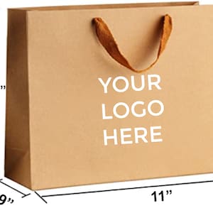 50/100/200 buste di carta personalizzate 11x7.9x3.9", buste di carta kraft per Natale, buste per articoli promozionali, buste regalo di compleanno personalizzate