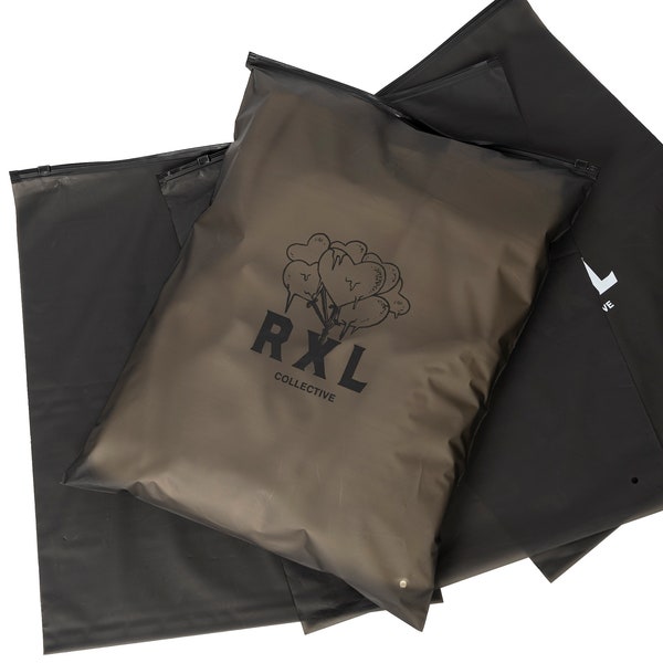 Custom high quality black matte zipper bag for packing clothes, Custom Frosted zip seal ziplock plastic bags for clothing