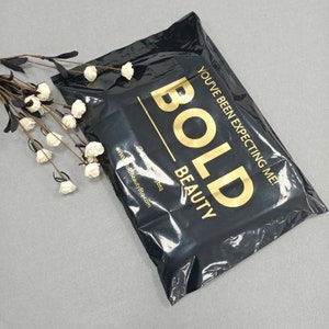 50-1000 Custom Black Poly Mailers Bag, Custom Shipping Bag With One Color Logo, Custom Glossy Black Postage Bag