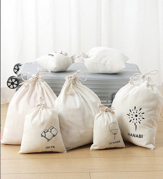 Personalized Calico Cotton Drawstring Bag With String With
