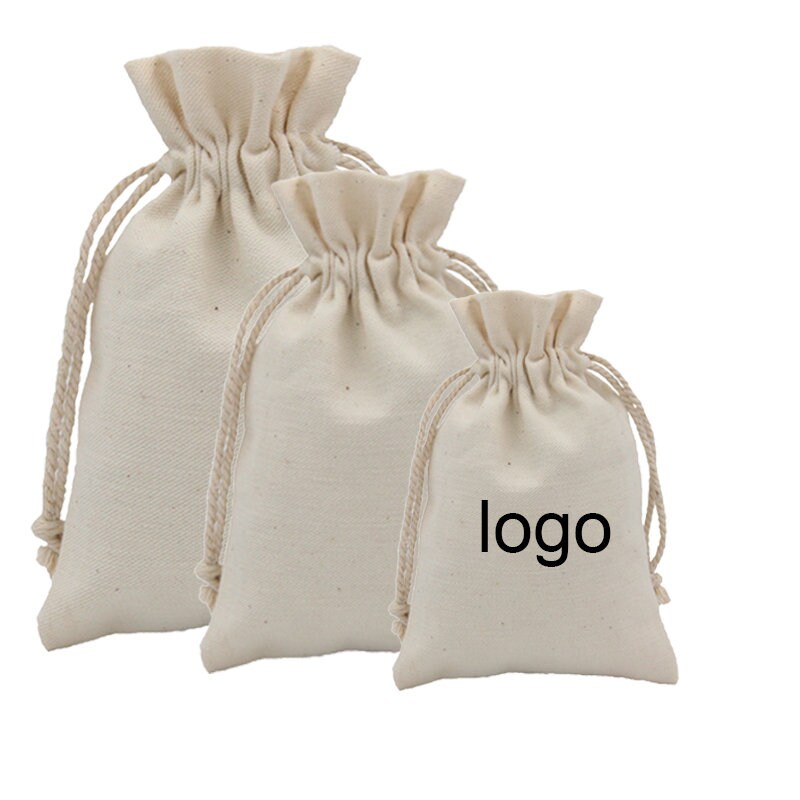 50pcs Custom Cotton Bag Jewelry Pouch Personalized LOGO Craft